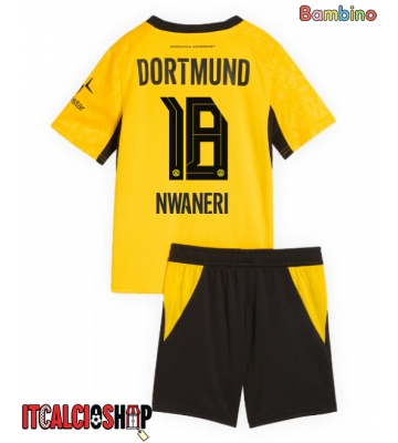 Borussia Dortmund Ethan Nwaneri #18 Prima Maglia Bambino 2026-27 Manica Corta (+ Pantaloni corti)
